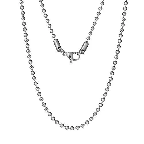 Ladies necklaces subtle hue styles-16" Inch Stainless Steel Chain Jewelry Necklace Silver Tone Ball Chains