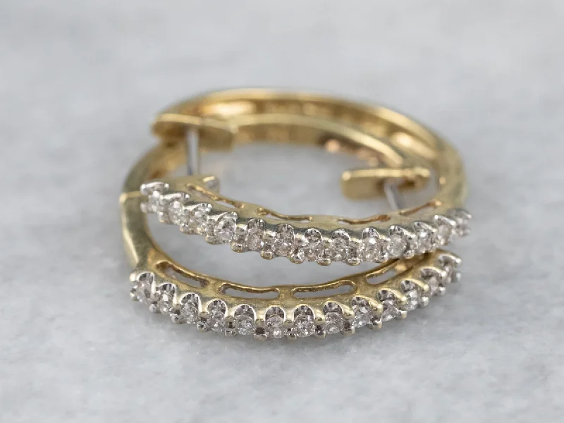 ladies earrings everyday gold-Yellow Gold Diamond Hoop Earrings