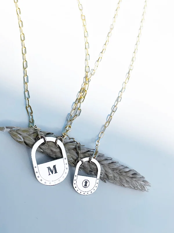 Ladies necklaces age-appropriate designs-Miles Personalized Lock Paperclip Necklace