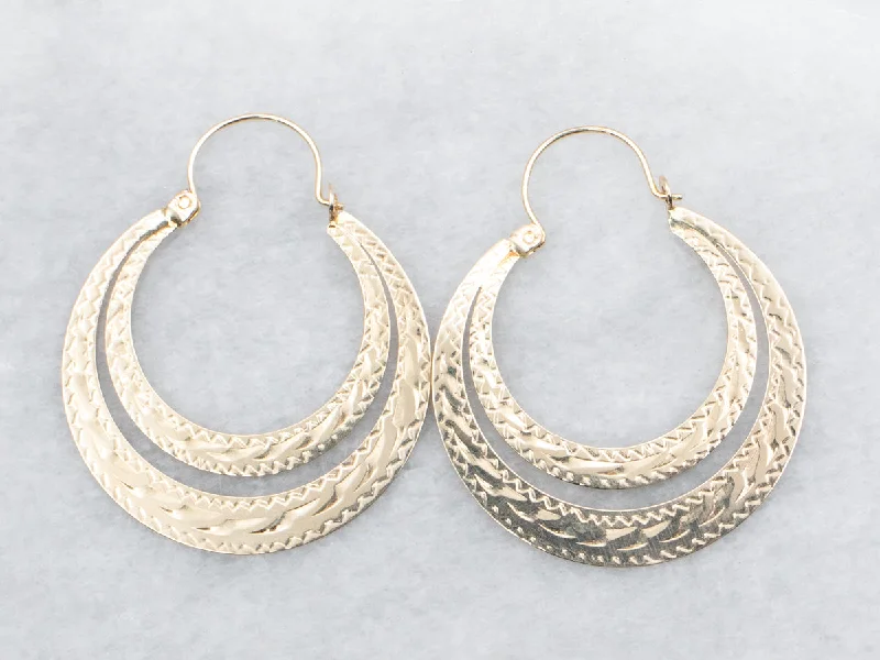 ladies earrings custom-Flat Etched Hoop Earrings