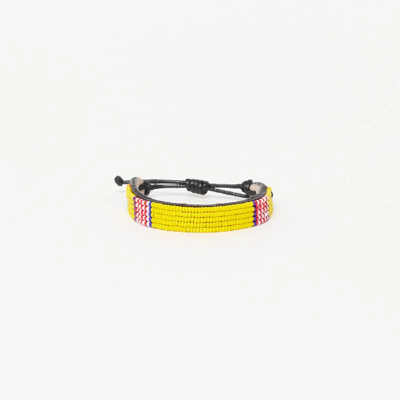 Ladies bracelets Chinese symbol styles-FINAL SALE: Stripe Bracelet - Yellow/Red/White