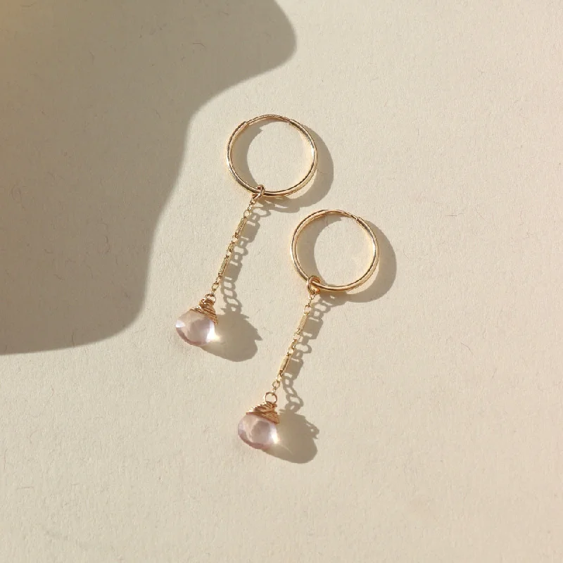 ladies earrings small batch-Rose Quartz Marisol Earrings