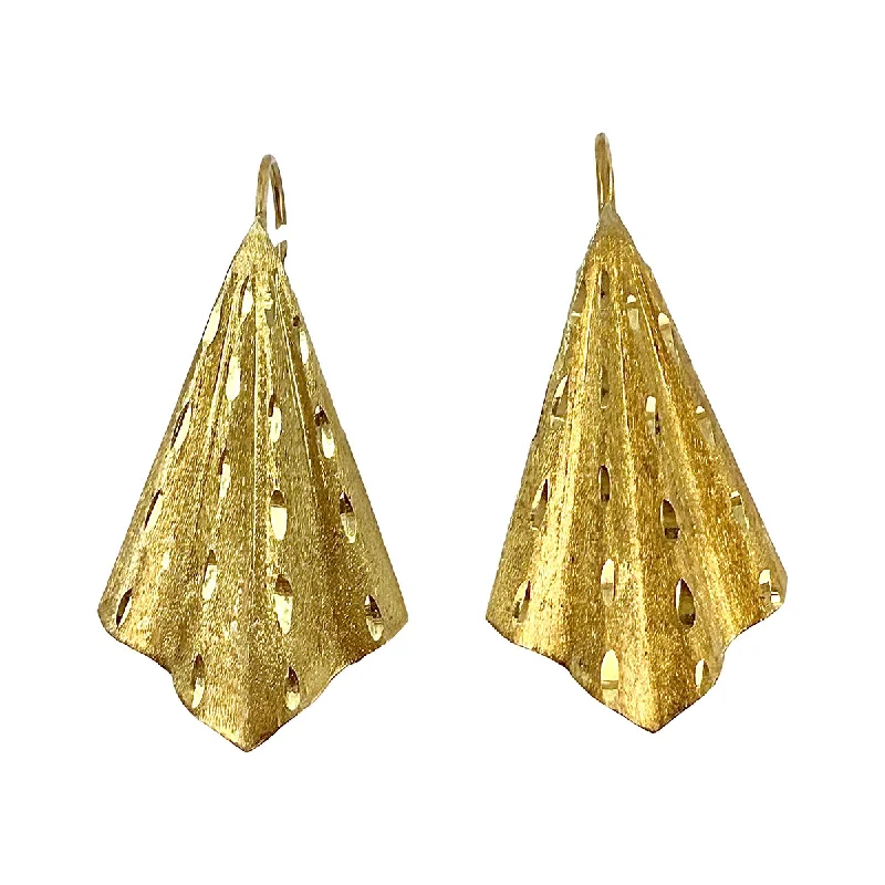 ladies earrings upcycled-14K Gold Fan Earrings