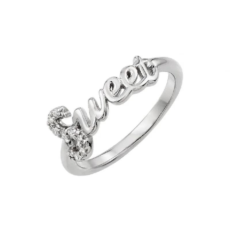 ladies ring white gold-Silver 925 Rhodium Plated Sweet Ring - BGR00930