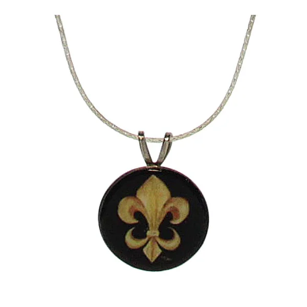 Ladies necklaces antique style designs-Fleur De Lis Necklace Black/Gold