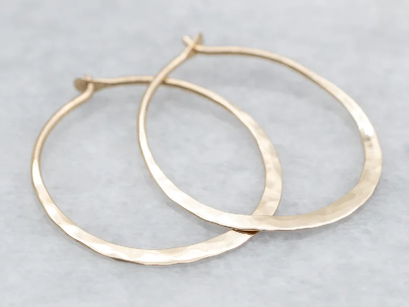 ladies earrings pierced-Thin Hammered Gold Hoop Earrings