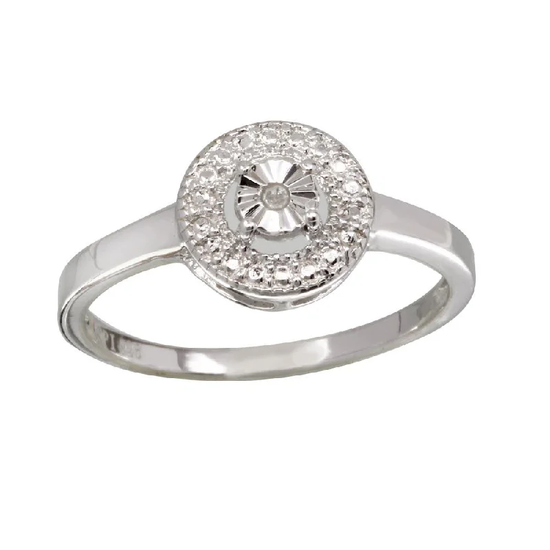 ladies ring yellow gold finish-Rhodium Plated 925 Sterling Silver Round Ring - STR01081