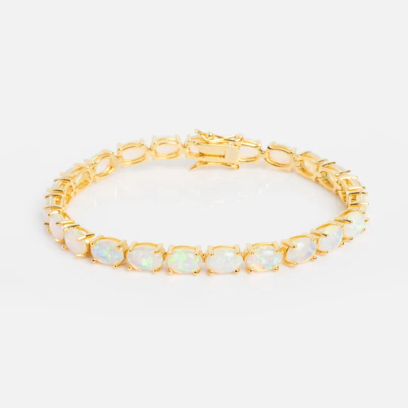 Ladies bracelets organic shape designs-Eternal Blue Opal Tennis Bracelet