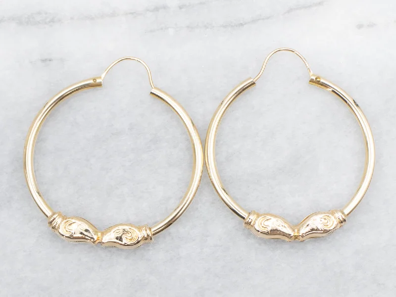 ladies earrings oval-Ram Head Hoop Earrings