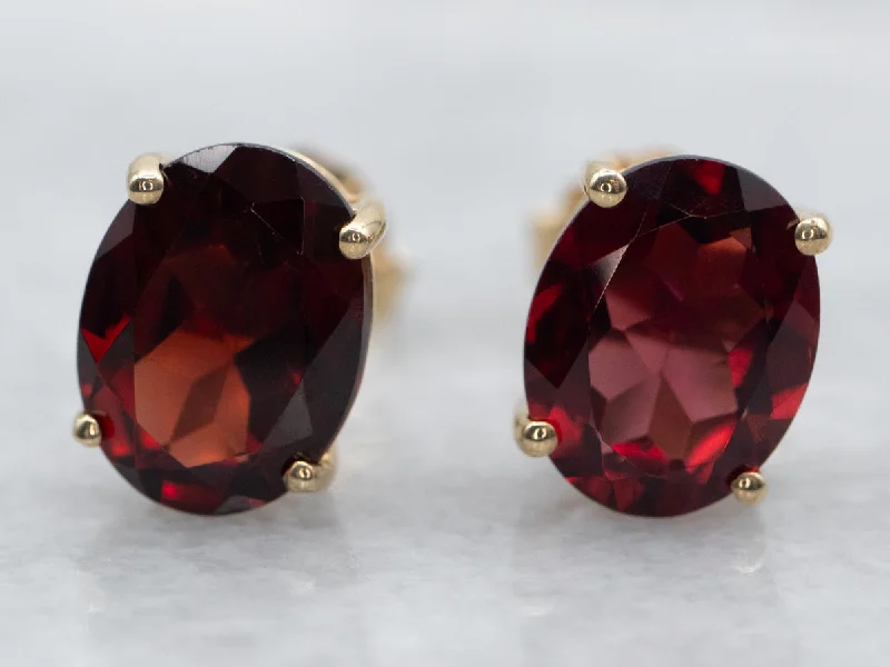 ladies earrings gothic gold-Garnet Stud Earrings