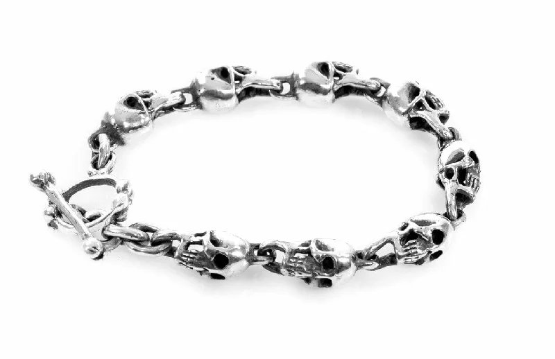 Ladies bracelets handmade craft pieces-Rick's Skull Link Bracelet Small