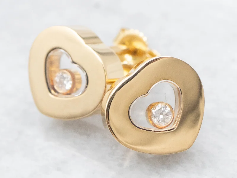 ladies earrings spiral-Modern 18-Karat Gold Heart Shaped Diamond Stud Earrings