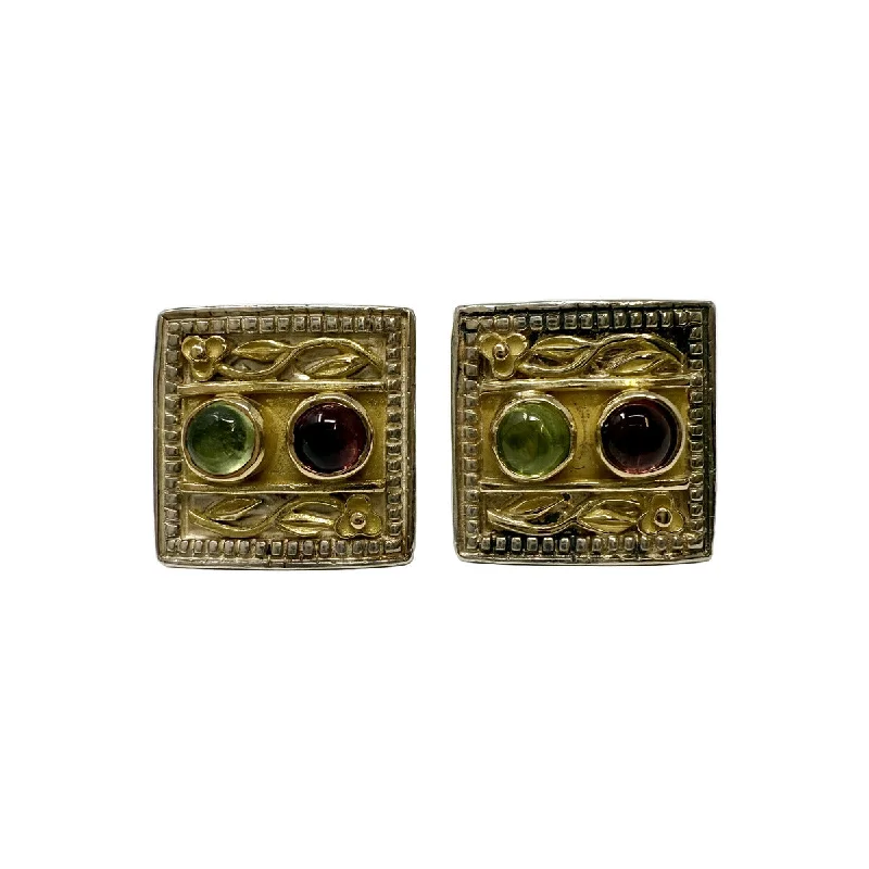 ladies earrings custom-Konstantino Square Sterling Silver and 18K Gold Earrings