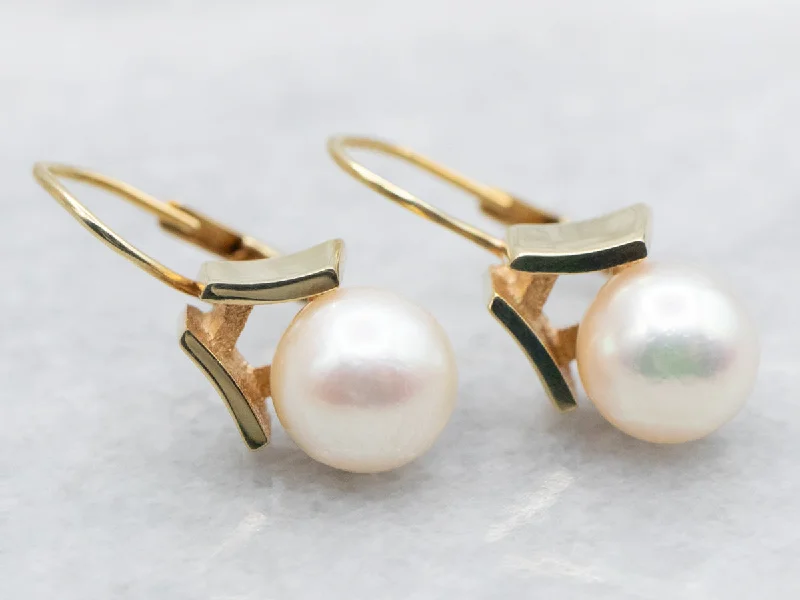 ladies earrings gift-Saltwater Pearl Drop Earrings