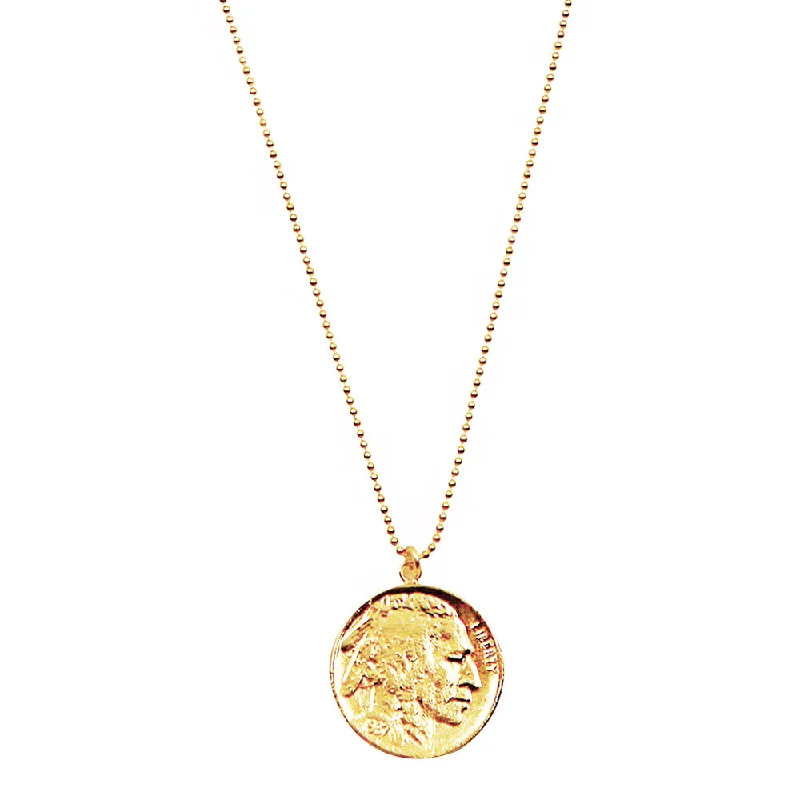 Ladies necklaces low maintenance styles-Indian Buffalo Coin Necklace