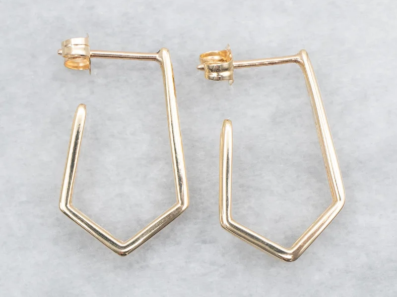 ladies earrings party gold-Geometric Hoop Earrings