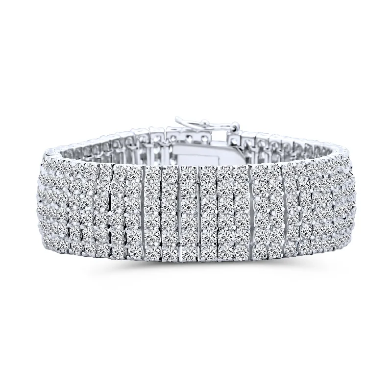 Ladies bracelets low maintenance styles-Classic Bridal Jewelry CZ Cubic Zirconia Tennis Bracelet Silver Plated 7 Inches