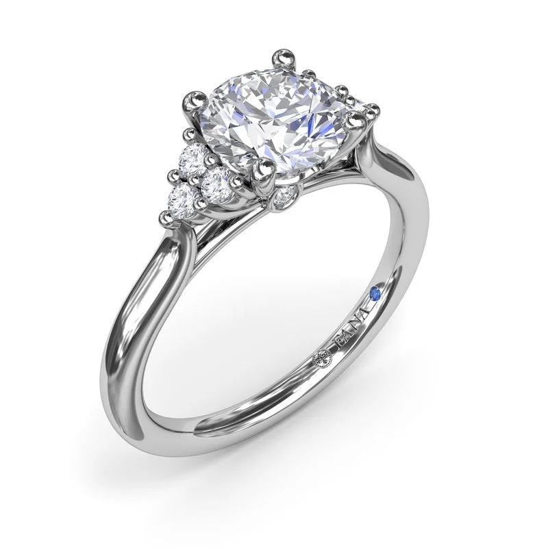 ladies engagement ring symmetrical-Sophisticated Side Cluster Diamond Engagement Ring