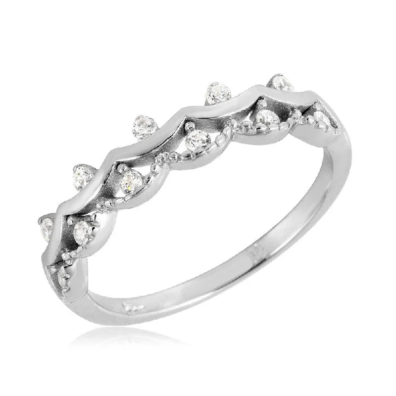 ladies ring trends 2025-Silver 925 Rhodium Plated Crown Ring - BGR01071