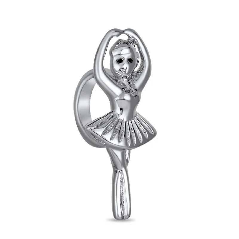 Ladies bracelets arrow pattern styles-Prima Ballerina Charm Bead Sterling Silver for European Bracelet