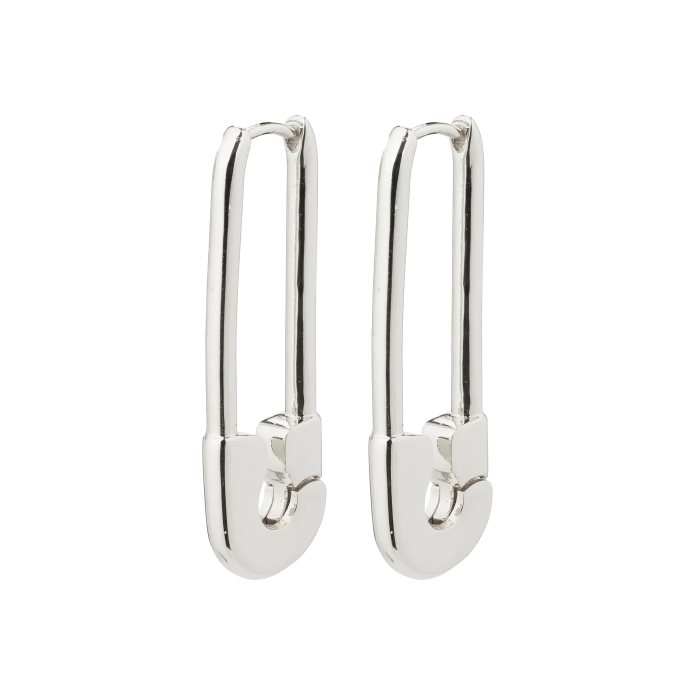 ladies earrings engagement-Pace Silver Plated Safety Pin Earrings