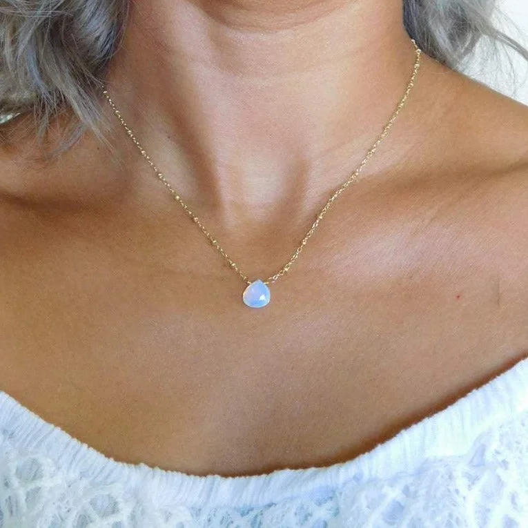 Ladies necklaces gradient gem necklaces-Opalite Drop Necklace