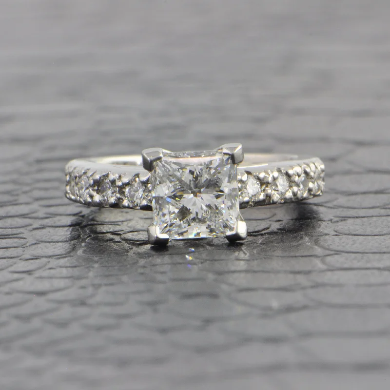 ladies engagement ring sale platinum-GIA 1.51 ct. G-SI1 Princess Cut Diamond Engagement Ring in Platinum