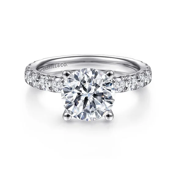 ladies engagement ring valentine’s day-14K White Gold Round Diamond Engagement Ring