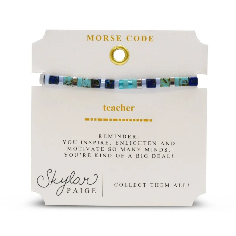 Ladies bracelets loose style bracelets-Teacher - Morse Code Tila Beaded Bracelet