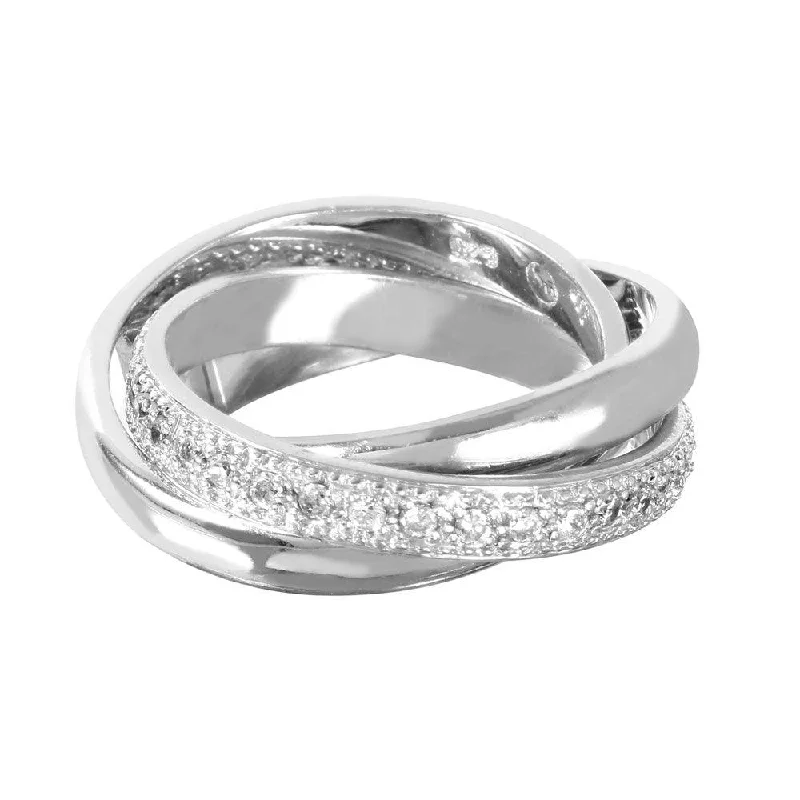 ladies ring elegant-Clearance-Silver 925 Rhodium Plated CZ Movable Ring - STR00127