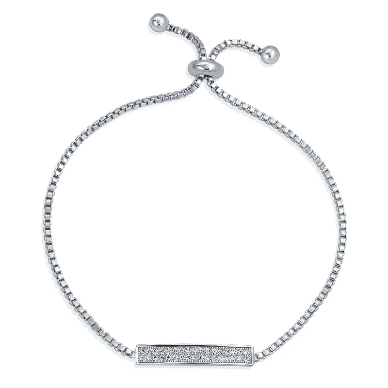 Ladies bracelets thin chain bracelets-Elegant Modern Bridal Tennis Bracelet with Cubic Zirconia and Silver Plated Clasp