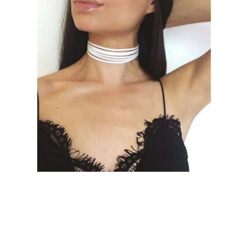 Ladies necklaces matte finish options-Sexy Sparkles White Multilayers Velvet Choker Necklace for Women Girls Gothic Choker Bolo Tie Chokers