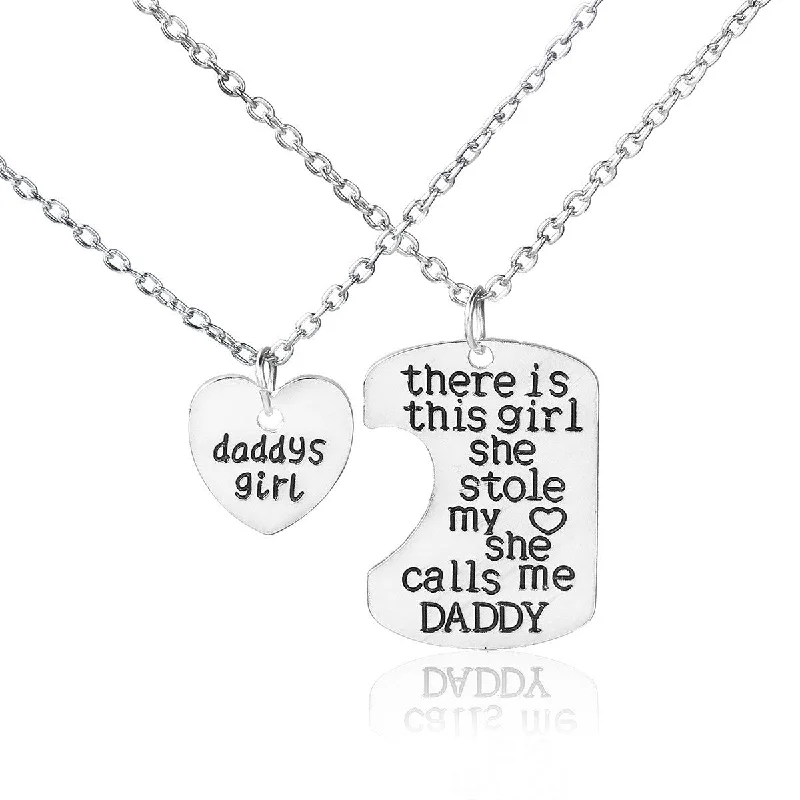 Ladies necklaces bespoke jewelry picks-SEXY SPARKLES 2 piece necklace inch Daddy's Girlinch and inch There is this girl she stole my heart she calls me Daddyinch  2 Pc Jewelry Necklace