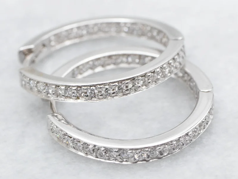 ladies earrings casual-Diamond Encrusted Hoop Earrings