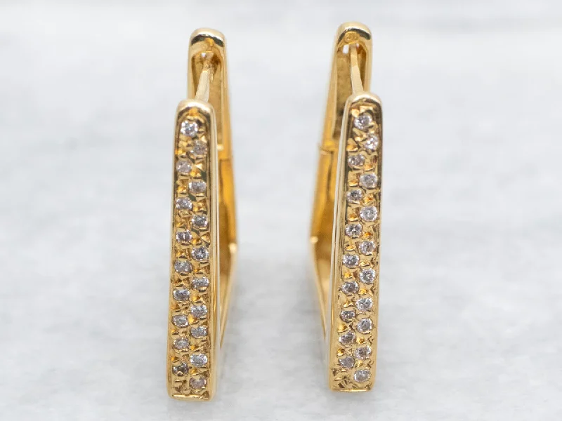 ladies earrings holiday-Modern Gold Diamond Hoop Earrings