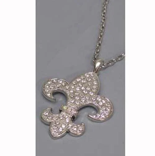 Ladies necklaces hammered craft looks-Fleur de lis Necklace Silver