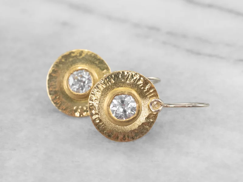 ladies earrings romantic silver-22K Gold White Zircon Drop Earrings