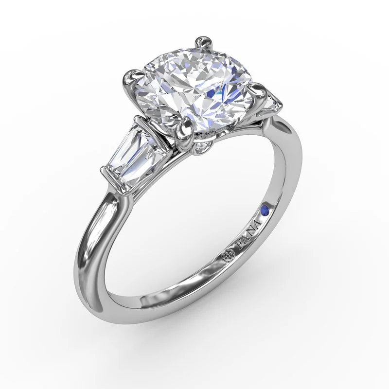 ladies engagement ring premium-Double Baguette Diamond Engagement Ring