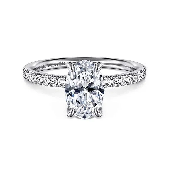 ladies engagement ring sale silver-Twain - 14K White Gold Oval Diamond Engagement Ring (Setting Only)