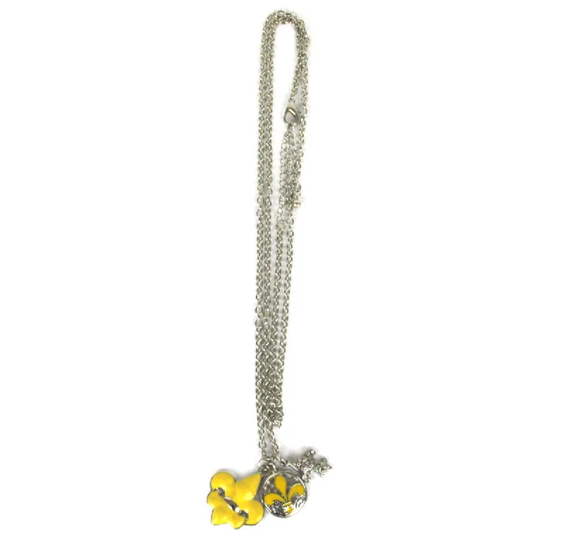 Ladies necklaces commitment charm styles-Fleur De Lis Charm Necklace Yellow