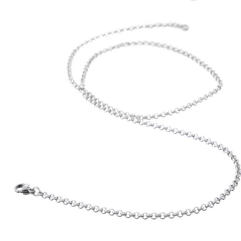 Ladies necklaces channel set necklaces-304 Stainless Steel Jewelry Chain Necklace Silver Tone Link Cable Chain With Lobster Claw Clasp