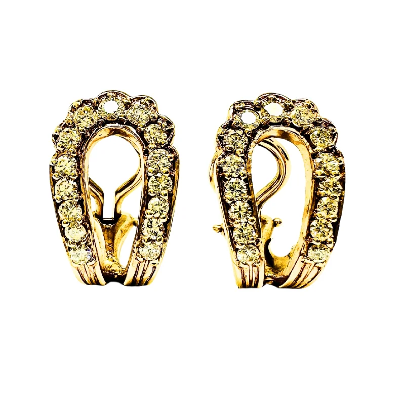 ladies earrings nickel free-14K Gold Earrings with 30 Full Cut Diamonds