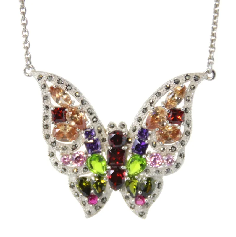 Ladies necklaces youthful charm designs-Butterfly Necklace, Sterling Silver