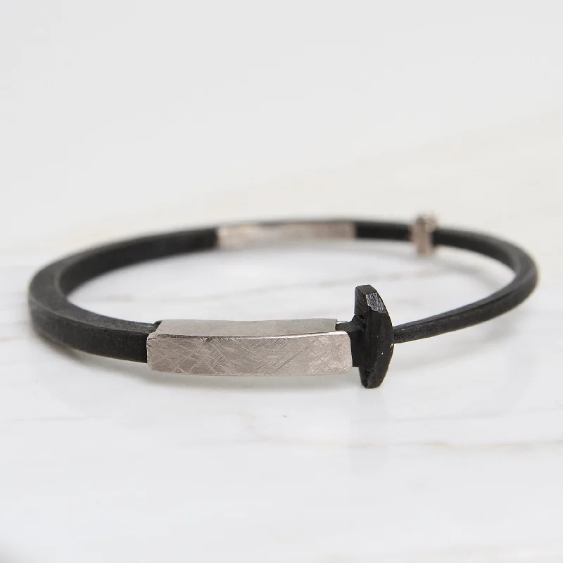 Ladies bracelets Korean fashion designs-Pat Flynn Iron Nail Bracelet with 18k Palladium Collar