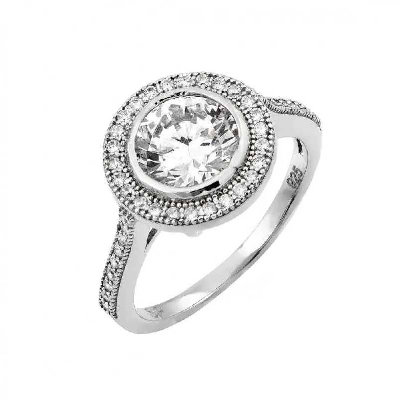 ladies ring mother’s day-Silver 925 Rhodium Plated Micro Pave CZ Ring - GMR00013