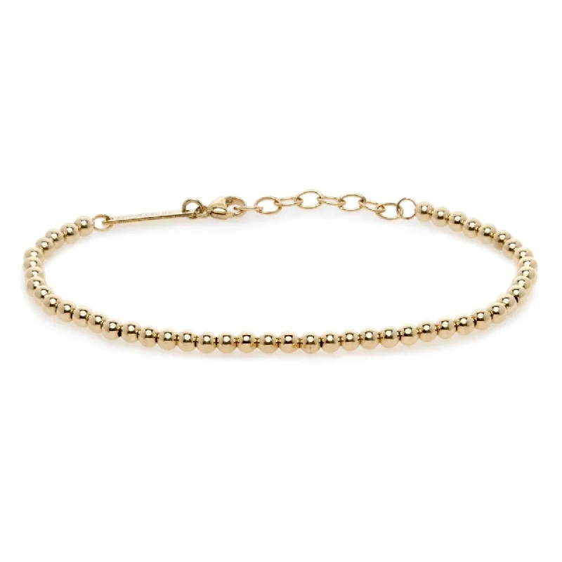 Ladies bracelets antique style designs-14k Gold 3mm Gold Beads Bracelet