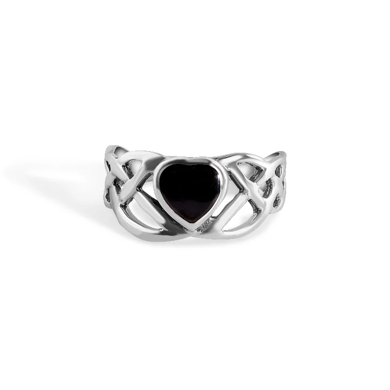 ladies ring under 50-High Polished 925 Sterling Silver Synthetic Black Onyx Ring - CR00821