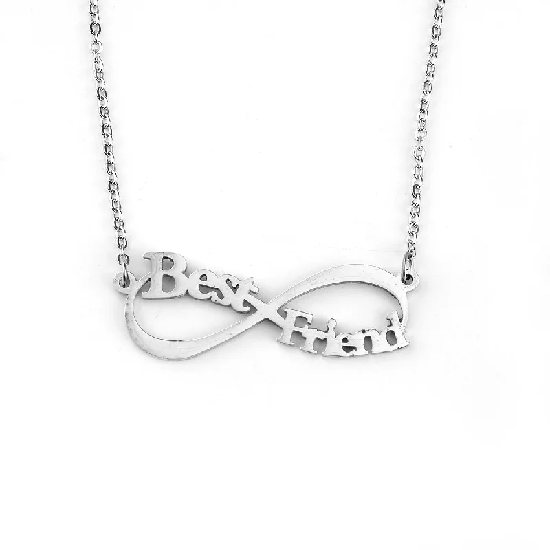 Ladies necklaces brushed texture styles-Best Friends Infinity Necklace Stainless Steel Silver Tone