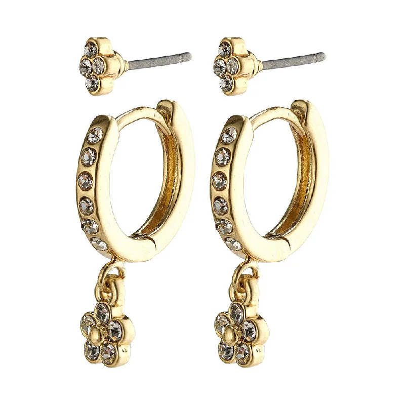 ladies earrings classic gold-Sylvia Gold Plated Crystal Earring Set