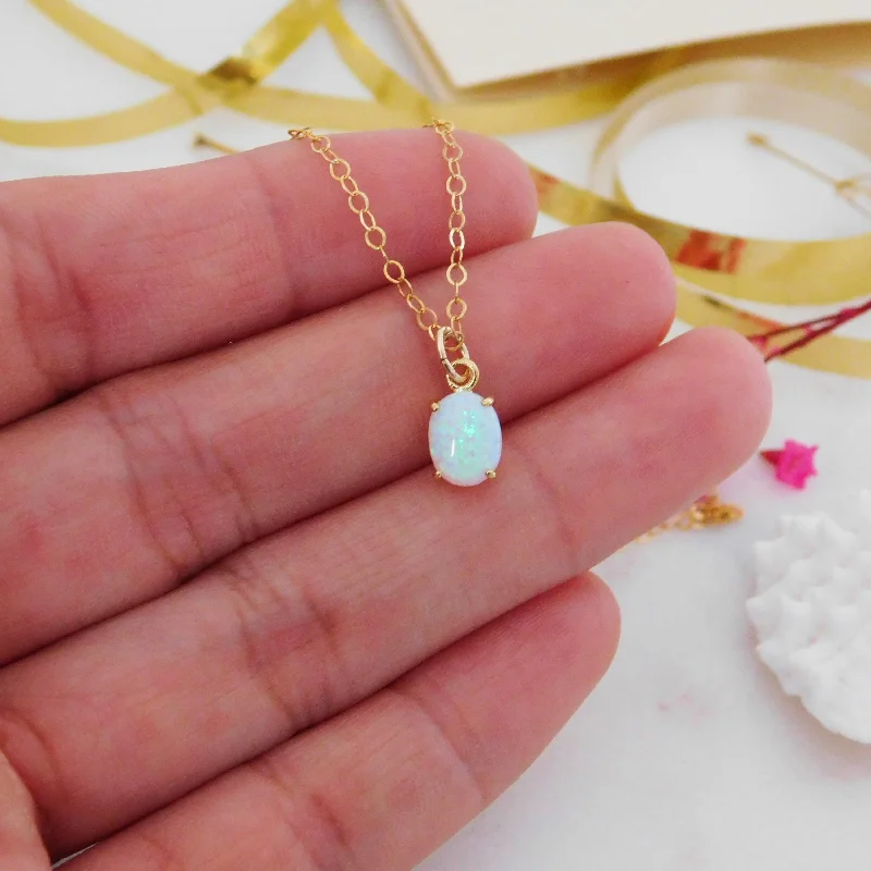 Ladies necklaces dramatic flair necklaces-Kehlani Opal Necklace • 14k Gold Filled Necklace